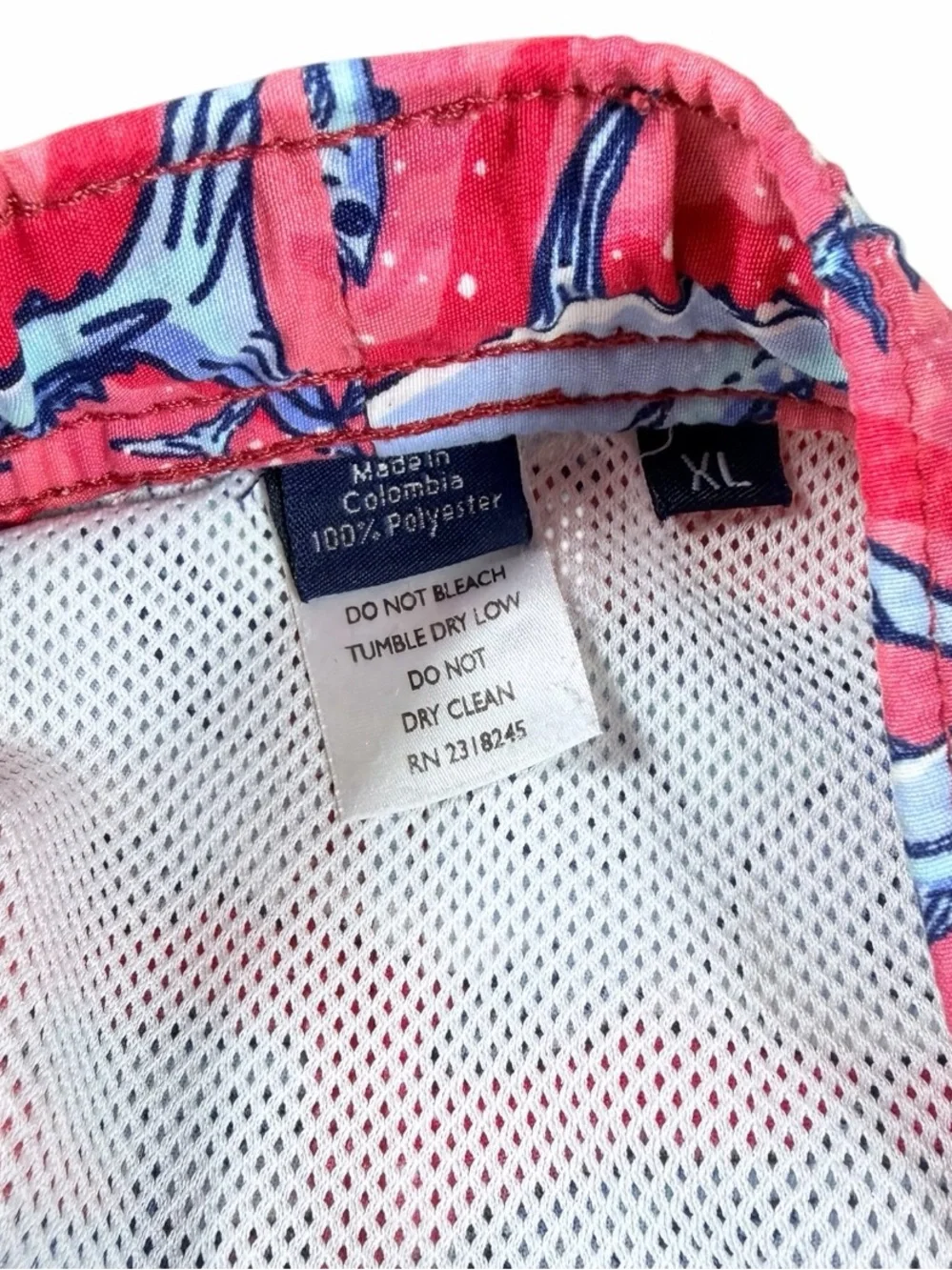 Vineyard Vines Chappy Swim Trunks XL Pink Tuna Fish Print 7” Mesh Lined